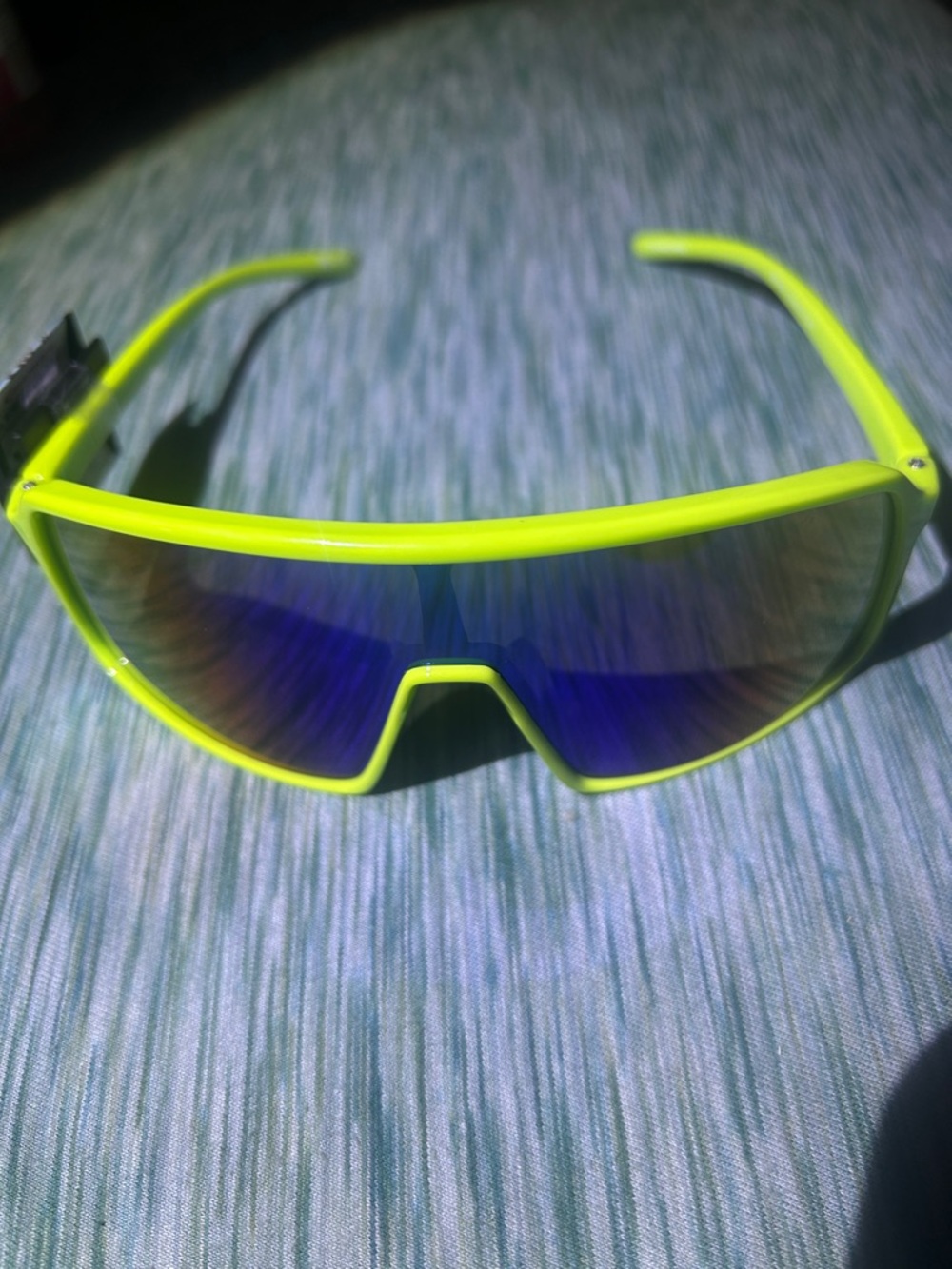 Foster Grant Neon Yellow Men's Swim Sunglasses with Blue Mirrored Lens